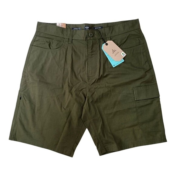 Prana Shorts Mens Waist 28 Waist 8 Inseam Double Peak Cargo Green Zipper Pocket - Picture 2 of 9